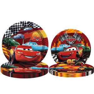 מכוניות נושא קריקטורה יום הולדת קישוט אספקה ציוד נייר חד פעמי צלחות מפיות מפות מפות מפות שולחן סט כלי שולחן - Product Image 4