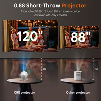 Mini projecteur CRE O1 avec triple LED Android 9 HIFI stéréo, design portable pour cinéma maison