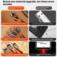 100W Charge Rapide 3 en 2 Câble de Données 6A Épais Nylon Tressé Type-C Charge Multifonctionnel pour Téléphone