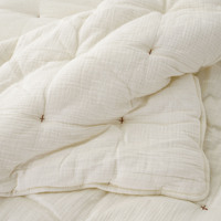 Couette matelassée respirante en gaze de coton biologique multicouche GOTS, pré-lavée, avec points de fixation, pour lit