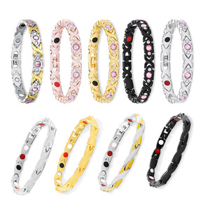 Magnetic <b>Bracelet</b> Zinc Alloy Crystal Rhinestone Unisex Fashion <b>Bangle</b> Geometric Design European Style - Product Image 1