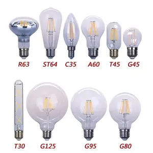 Vintage ST64 C35 G45 G125 R63 L80 D95 A60 T10 T30 T45 E26 antigo LED edison lâmpada luzes de filamento E27 220V 2w 4w 6w 8w