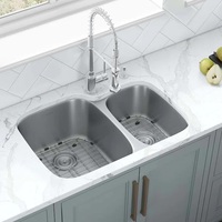 Évier carré double cuve en acier inoxydable 304, mini, sous-plan, brossé, pour cuisine et camping-car, garantie 5 ans, vente en gros