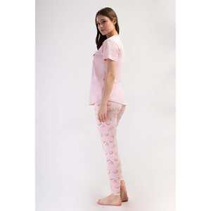 Women's Lyocell Supreme O-Neck Short Sleeve <b>Skirt</b> with Oval Cuff <b>Tights</b> Set Sleepwear - Product Image 2