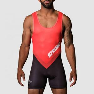 Conjunto de Uniforme de Halterofilia Sublimado con Logotipo Personalizado, Color Morado y Rojo, Singlet para Levantamiento de Pesas - Product Image 1