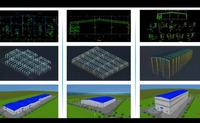 Bâtiment préfabriqué en structure d'acier, entrepôt à grande portée, atelier, hangar en acier robuste pour usage industriel