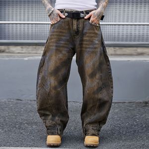 <span class=keywords><strong>Jean</strong></span> large coupe droite style hip-hop streetwear délavé effet vieilli dégradé avec trous – Idéal pour l'été - Product Image 3