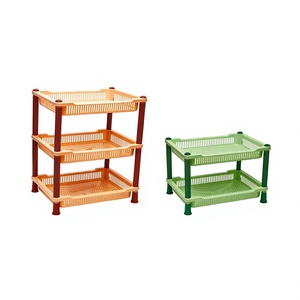 Three-Layer <b>Plastic</b> Stackable Storage <b>Rack</b> with Shelf Portable Multifunction Kitchen Food Organizer Modern Design Standing Type - Product Image 4