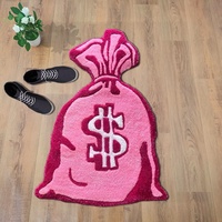 Tapis moderne Hypebeast en forme de sac d'argent, tapis en acrylique motif dollar