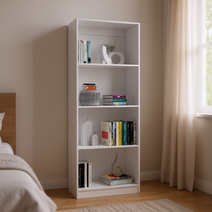 Libreria Vinton Bianca a 4 Ripiani, Scaffalatura Spaziosa dal Design Moderno, Arredamento per Camera da Letto - Product Image 2