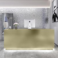 Bureau moderne en acier inoxydable Design Silver Hotel Réception Bureau de caissier de salle de sport et à diverses fins commerciales.
