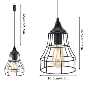 Iron Hanging Bar Dining Room Pendant Light Battery Powered Cordless Lamp Patio Decorative Portable Lamp