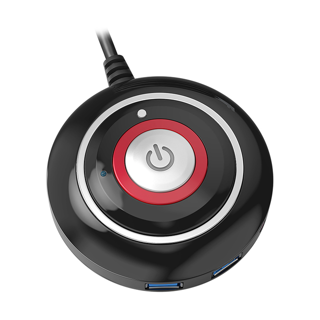 TEUCER Computer Desktop Switch Button With Dual USB Audio Desktop Host External Start Button Paste Type Switch
