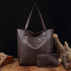 Women's <b>Soft</b> <b>Leather</b> Hand <b>Bags</b> Oil Wax <b>Leather</b> Large Capacity Single Shoulder <b>Bags</b> Classic Tote <b>Bag</b> Set Pocket PU <b>Leather</b> Ladies - Product Image 4