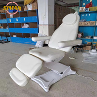 Table de massage électrique de luxe moderne en cuir synthétique, 3 moteurs, lit de soin cosmétique facial, commande au pied, salon de beauté, salle de sport