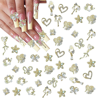 20Pcs 3D Alloy Butterfly Ribbon Bow Nail Art Charm Kit Kristal Hati Hiasan Kuku Logam Bunga Permata Rhinestone Aksesoris Kuku