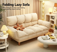 Sofá Cama Plegable de 2 Plazas, con Estructura Metálica, para Dormitorio o Sala de Estar, Convertible, de Doble Uso, Estilo Moderno y Minimalista
