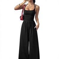 Nouvelle Robe Salopette Décontractée Femme Été 2026 – Coupe Ample à Taille Élastique, Jambes Larges, Longueur Totale, en Polyester – Style Européen