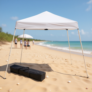 Tente pliante imperméable 2,4 x 2,4 m, portable, pour extérieur, plage, camping, gazebo, pergola, structure en aluminium, couverture textile - Product Image 2