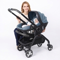 Poussette de luxe Kidilo en aluminium 3-en-1, pliable, système de voyage compact, siège auto pour nouveau-né, multifonctionnelle, capacité de charge de 15 kg