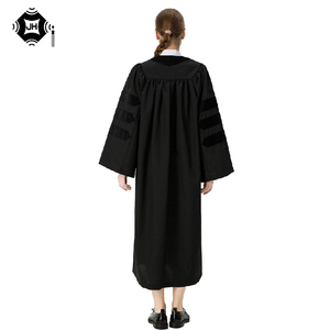 Gaun wisuda band kualitas tinggi untuk topi & gaun kelulusan dokter PhD beludru hitam perguruan tinggi yang disesuaikan - Product Image 2