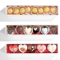 Boîtes à macarons et biscuits biodégradables transfrontalières pour desserts aux fraises, type tiroir, entièrement transparentes, emballage alimentaire