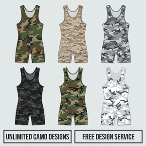 ชุดซิงเกิลเล็ตสำหรับนักมวยปล้ำแบบชิ้นเดียว ผลิตตามสั่ง คุณภาพสูงระดับมืออาชีพ ผ้าสแปนเด็กซ์/โพลีเอสเตอร์ แห้งเร็ว ลายพราง - Product Image 3