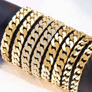 Collar de pulsera de cadena de eslabones cubanos de Miami CZ joyería de oro puro au750 oro 18K joyería de oro saudí real empeñable 18K - Product Image 1