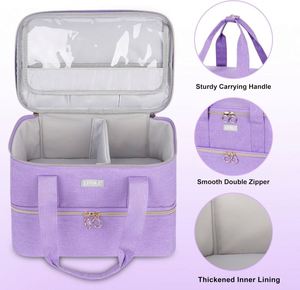 Échantillon Gratuit : Trousse de Maquillage Professionnelle Double Couche pour Ongles, Sac de Transport pour Vernis à Ongles, Organisateur de Maquillage - Product Image 4