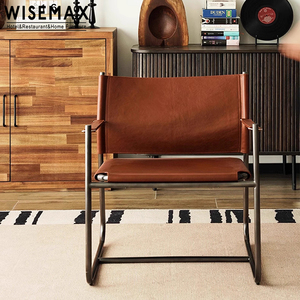 WISEMAX FURNITURE <span class=keywords><strong>Fauteuil</strong></span> en <span class=keywords><strong>cuir</strong></span> nordique moderne Canapé de loisir simple pour salon <span class=keywords><strong>Fauteuil</strong></span> d'angle en métal pour hôtel Maison - Product Image 5