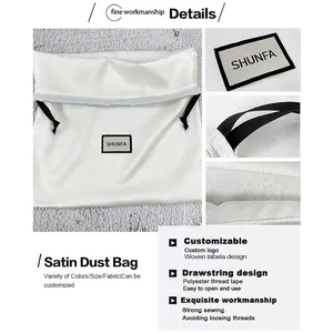 Sacs à poussière en Satin de soie de haute qualité avec Logo personnalisé pour sacs à main, sac à cordon en Satin Oem