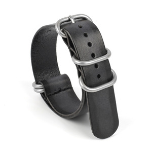 Correa de reloj de cuero de becerro genuino encerado con aceite de capa superior 20 22mm Retro 5 anillos banda de cuero de una pieza de bucle suave de un <span class=keywords><strong>solo</strong></span> paso - Product Image 2