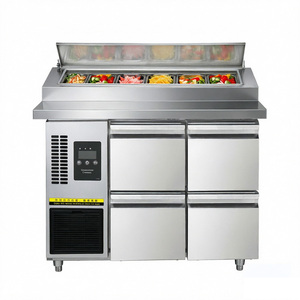 NobleSnow PS1200F-4T-304 Mesa Refrigerada para Preparación de <span class=keywords><strong>Pizza</strong></span> de 1.2m con Cuatro Cajones, Ahorro de Energía, Doble Zona de Temperatura - Product Image 3