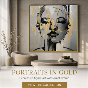 Impression d'art mural pour <span class=keywords><strong>femme</strong></span> en or, portrait abstrait noir et blanc, pour salon, chambre, hôtel, intérieurs modernes - Product Image 1