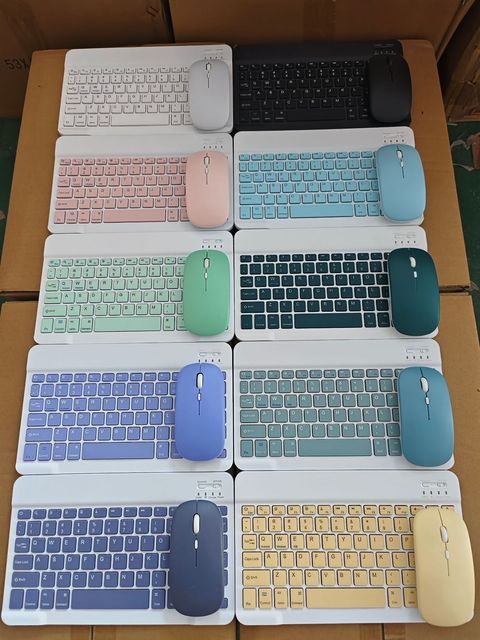 BT Keyboard Ultra-Slim Wireless Keyboard Combo Mouse for iPad Rechargeable IOS Android Windows PC Tablets Phone Ready Stock