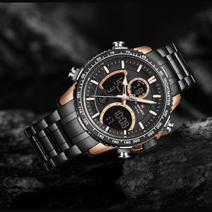 Watch Men NAVIFORCE NF9182 Brand Stainless Steel Band Waterproof Quartz Wristwatch Big Sports Chronograph <b>Clock</b> Watches - Product Image 4
