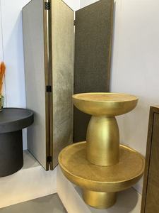 Luxury <b>Round</b> Micro Cement <b>Coffee</b> <b>Table</b> Set Fiberglass <b>Concrete</b> Side <b>Tables</b> for Modern Living Room - Product Image 3