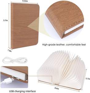 Productos al por Mayor y Dropshipping 2025, Lámpara de Noche LED de Madera, Estilo Libro, Recargable, Plegable, de Papel de Arroz, para Escritorio - Product Image 5