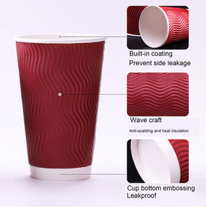 Vente chaude usine : Gobelet <span class=keywords><strong>à</strong></span> café en papier jetable personnalisé de 4 oz <span class=keywords><strong>à</strong></span> 24 oz avec couvercle et manchon - Product Image 2
