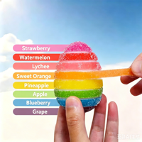 Bonbons gélifiés arc-en-ciel pelables à bas prix pour enfants, à mâcher, doux, pour collations exotiques, couleurs mélangées, surprise fruitée