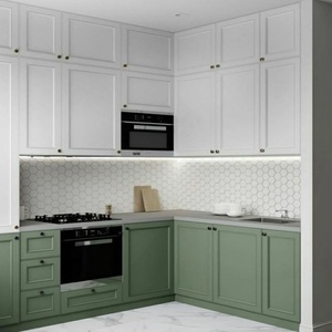 Fábrica de armarios de Vietnam, coctelera de muebles de <span class=keywords><strong>cocina</strong></span> de madera, armarios RTA blancos y verdes, personalizados para la remodelación de la <span class=keywords><strong>cocina</strong></span> del hogar - Product Image 3