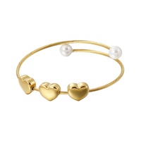 Bán Sỉ Thép Không Gỉ Điều Chỉnh Cuff Bracelet Bangle Với Trái Tim Charm Và Ngọc Trai Phụ Kiện Trang Sức Quà Tặng