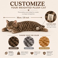 Peluche de chat gris tigré lestée avec design réaliste allongé, jouet en peluche doux pour soulager l'anxiété et le soutien sensoriel