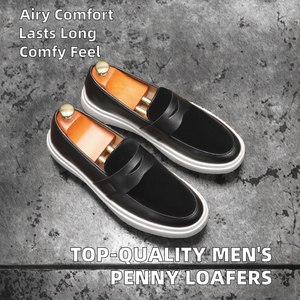 Chaussures Penny Loafer pour homme en similicuir suédé faites à la main, respirantes et confortables, à enfiler, élégantes, pour mariage, automne-hiver - Product Image 2