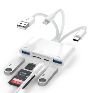 Adaptador USB C a USB de alta velocidad 5 en 1, 6 en 1, nuevo lector de tarjetas de memoria multipuertos para <span class=keywords><strong>iPhone</strong></span>, ordenador, tarjetas SD - Product Image 3