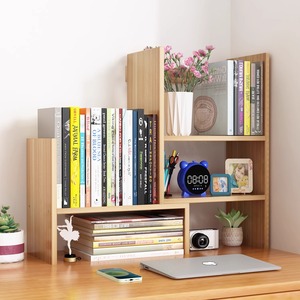 Meinijia Multi Tier Desk Bookshelf Wooden Organizer For Students Office Dorm Storage <b>Shelf</b> Minimalist Design Rectangle Standing - Product Image 1
