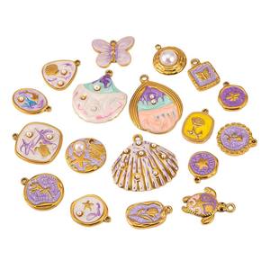 Vente chaude En Acier Inoxydable Plaqué Sous Vide Violet Série Multiple Goutte D'huile DIY Bracelet Collier Mode Pendentifs Charmes - Product Image 5