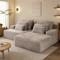 Canapé d'angle en forme de L compressé en boîte, en éponge pure, emballé sous vide, revêtu de tissu, canapé modulaire sectionnel pour salon