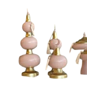 ของตกแต่งรอมฎอนสีชมพูทองหรูหรา ชั้นวางเสิร์ฟแบบโมเดิร์นสไตล์อิสลาม พร้อมพระจันทร์เสี้ยว ของประดับตกแต่งบ้านสำหรับวันอีดมูบาร็อค - Product Image 1