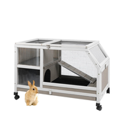 Cage à lapins d'extérieur de 36 pouces avec roulettes et enclos, cage à cobayes en bois à 2 étages, maison pour lapins, canards et lapins